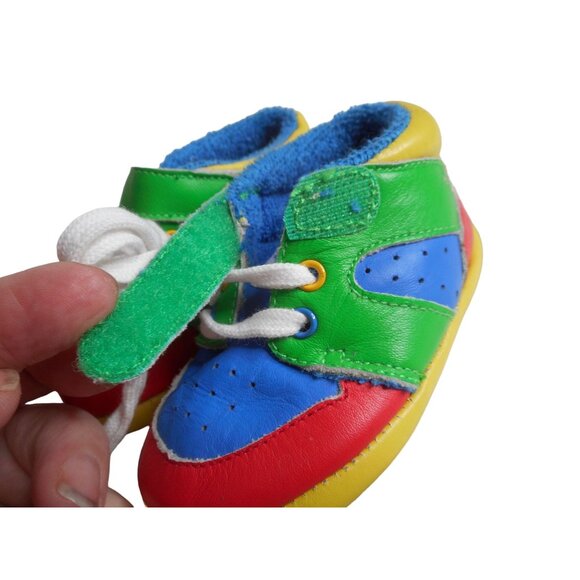 Baby Deer Size 2 Multicolor Leather Baby Shoes tie and hook and loop close - Picture 2 of 6